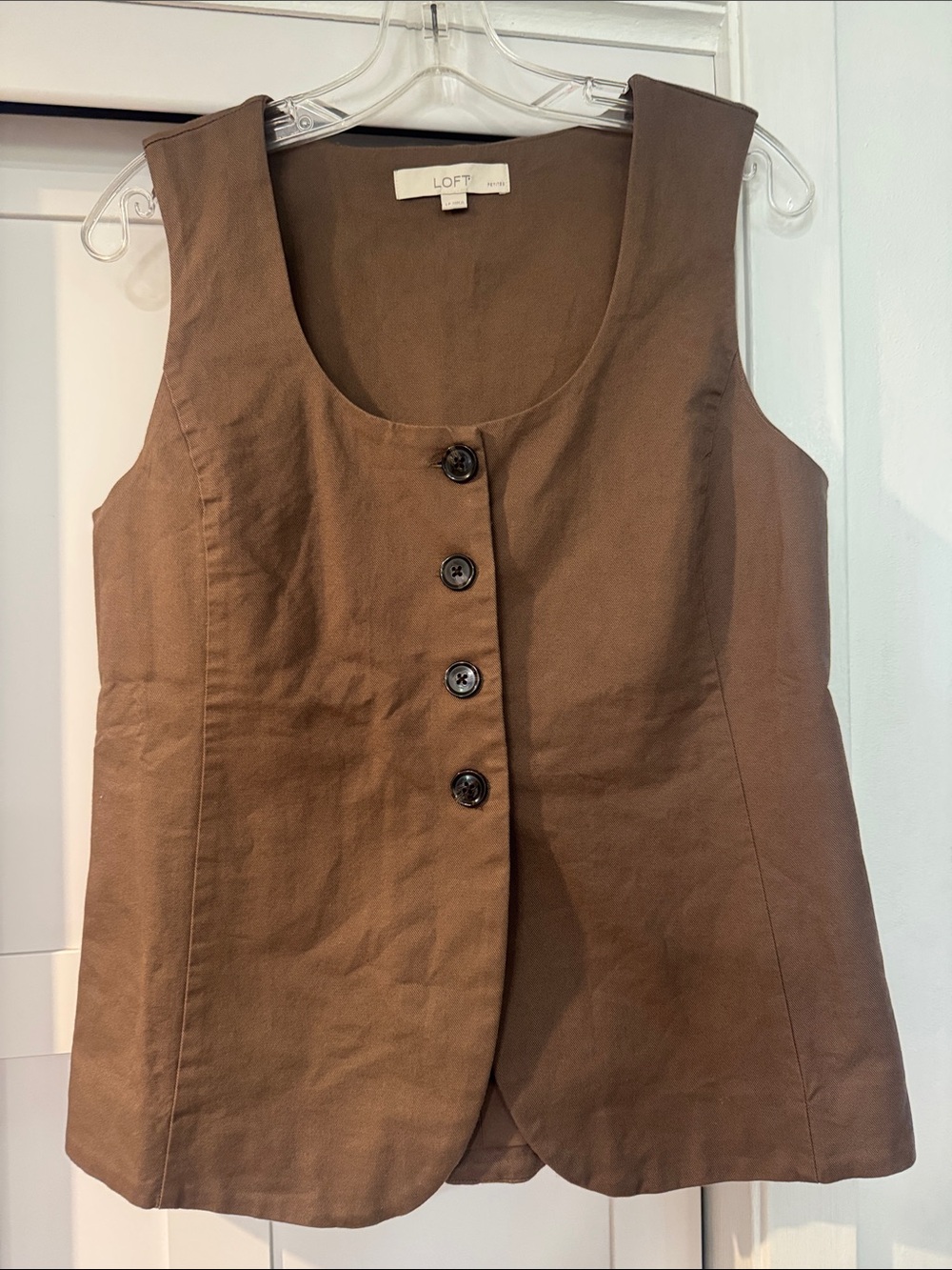 LOFT Brown Button-Front Sleeveless vest